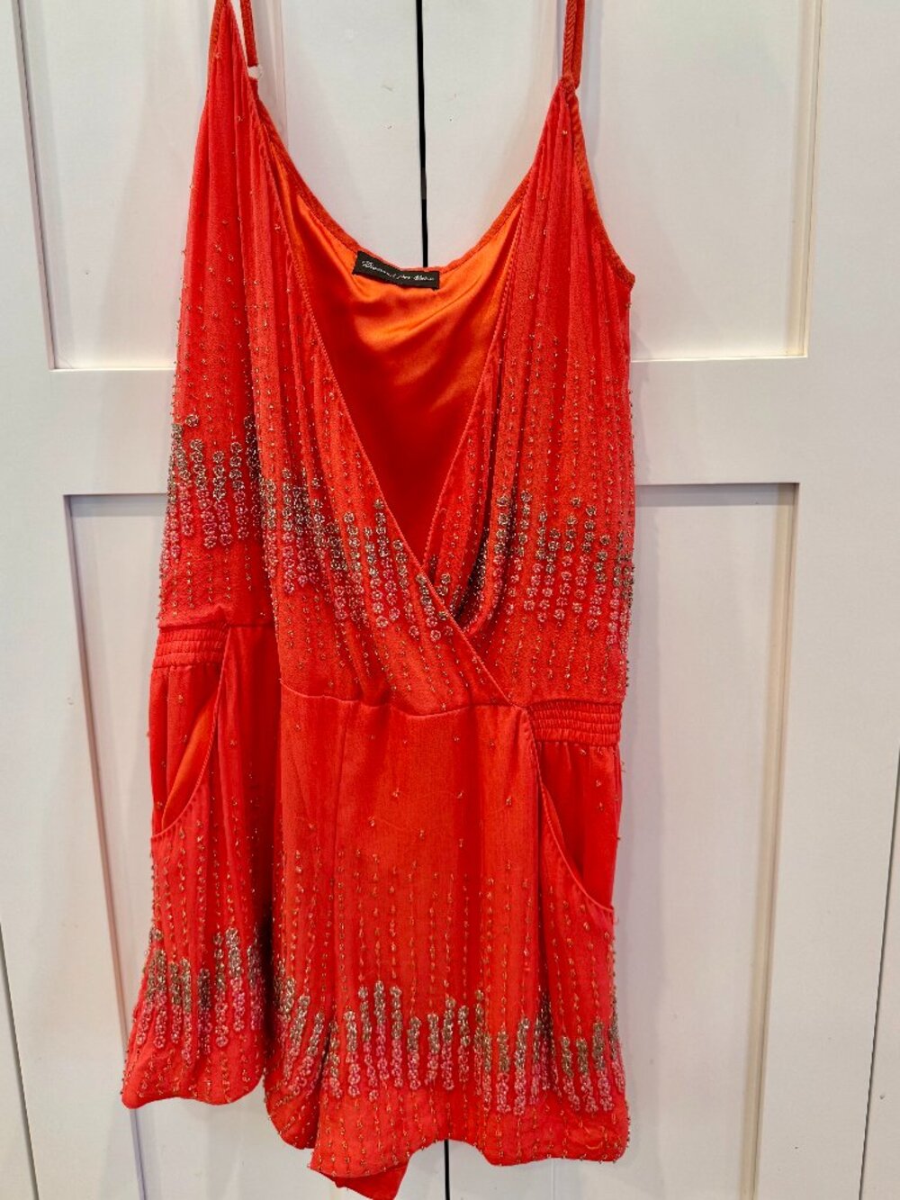 Diamond for Eden Beaded Silk Romper Dress Ombre Orange St Tropez Boutique